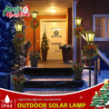 Christmas Solar Street Lamp Decor - 59in Outdoor Holiday Lighting with Wreath, Auto On/Off, For Yard/Patio/Garden (Black PP+Iron)，Nice Christmas Gifts