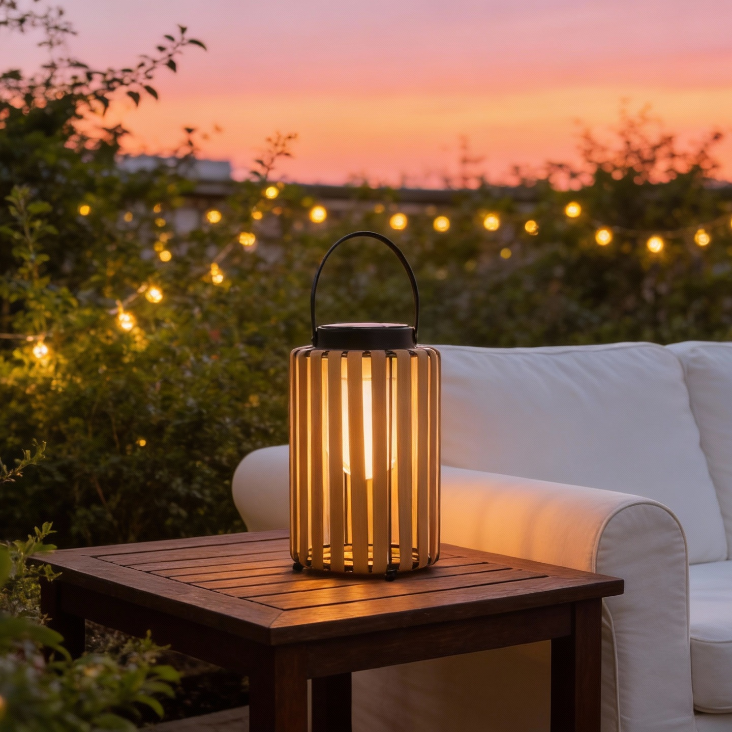Boho Solar Lantern – Large Outdoor LED Lantern with Handle, Waterproof