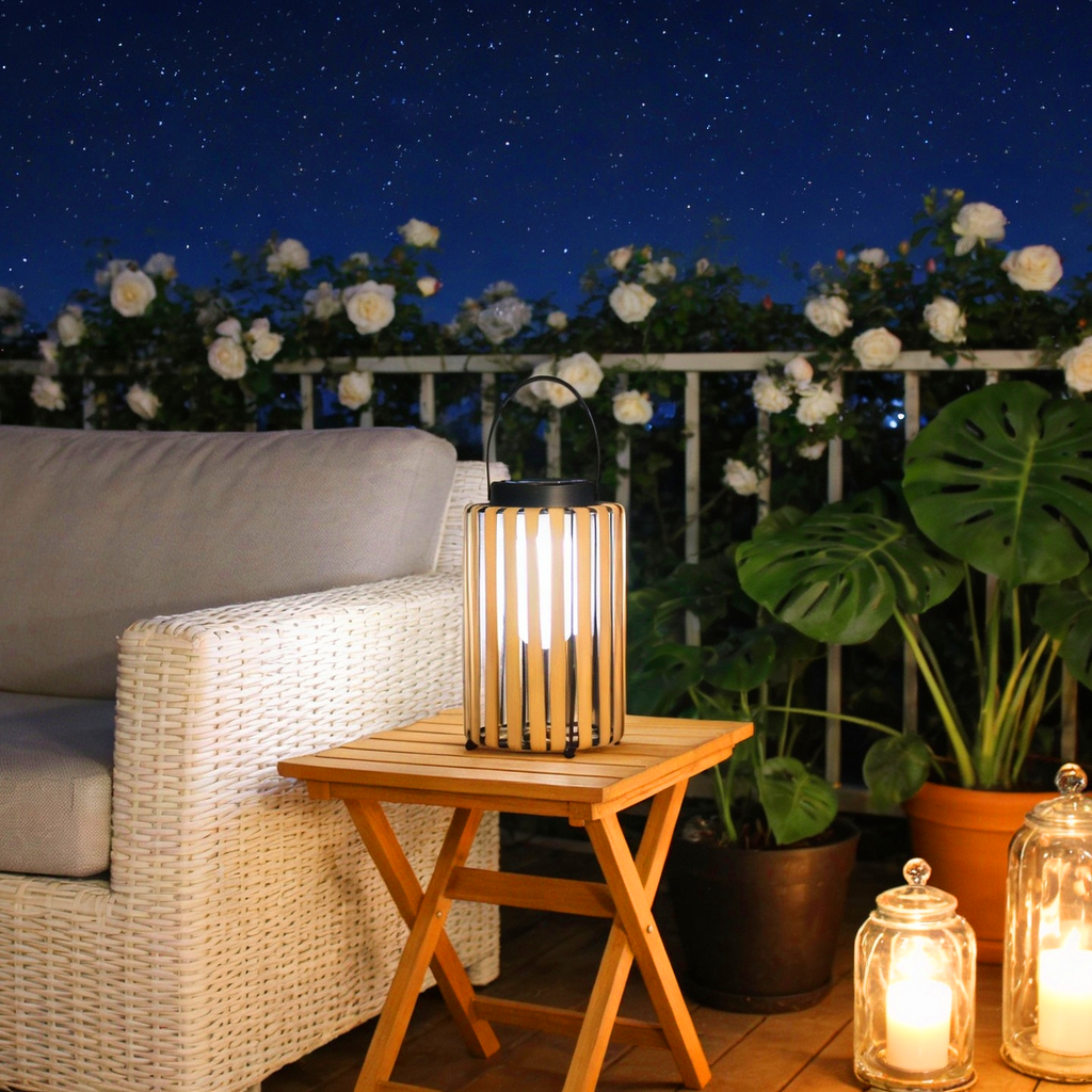 Boho Solar Lantern – Large Outdoor LED Lantern with Handle, Waterproof