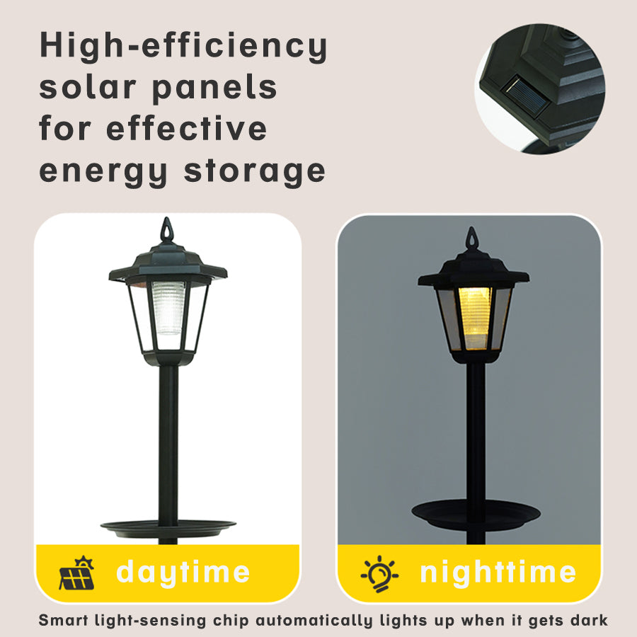 59'' Solar Lamp Post Light with Planter & Bird Feeder (3-in-1 Design) - IP44 Waterproof, Auto On/Off, Dusk to Dawn Sensor for Garden, Yard, Pathway - Easy Install Outdoor Decor