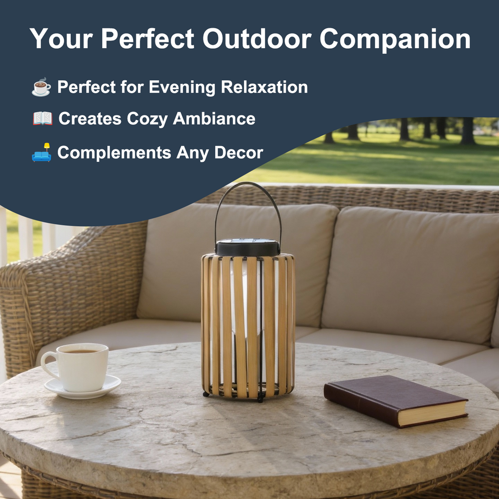 Boho Solar Lantern – Large Outdoor LED Lantern with Handle, Waterproof