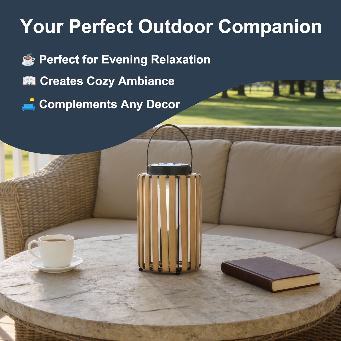 Boho Solar Lantern – Large Outdoor LED Lantern with Handle, Waterproof
