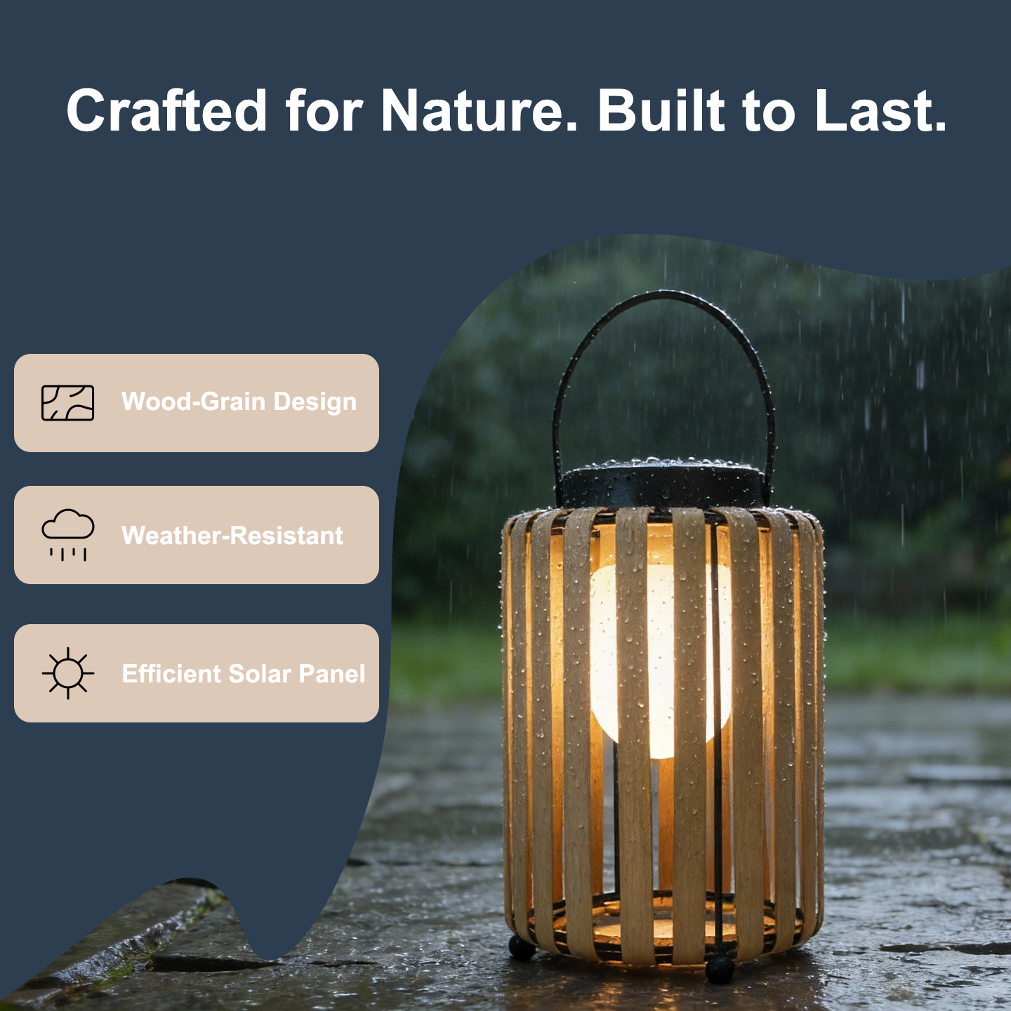Boho Solar Lantern – Large Outdoor LED Lantern with Handle, Waterproof