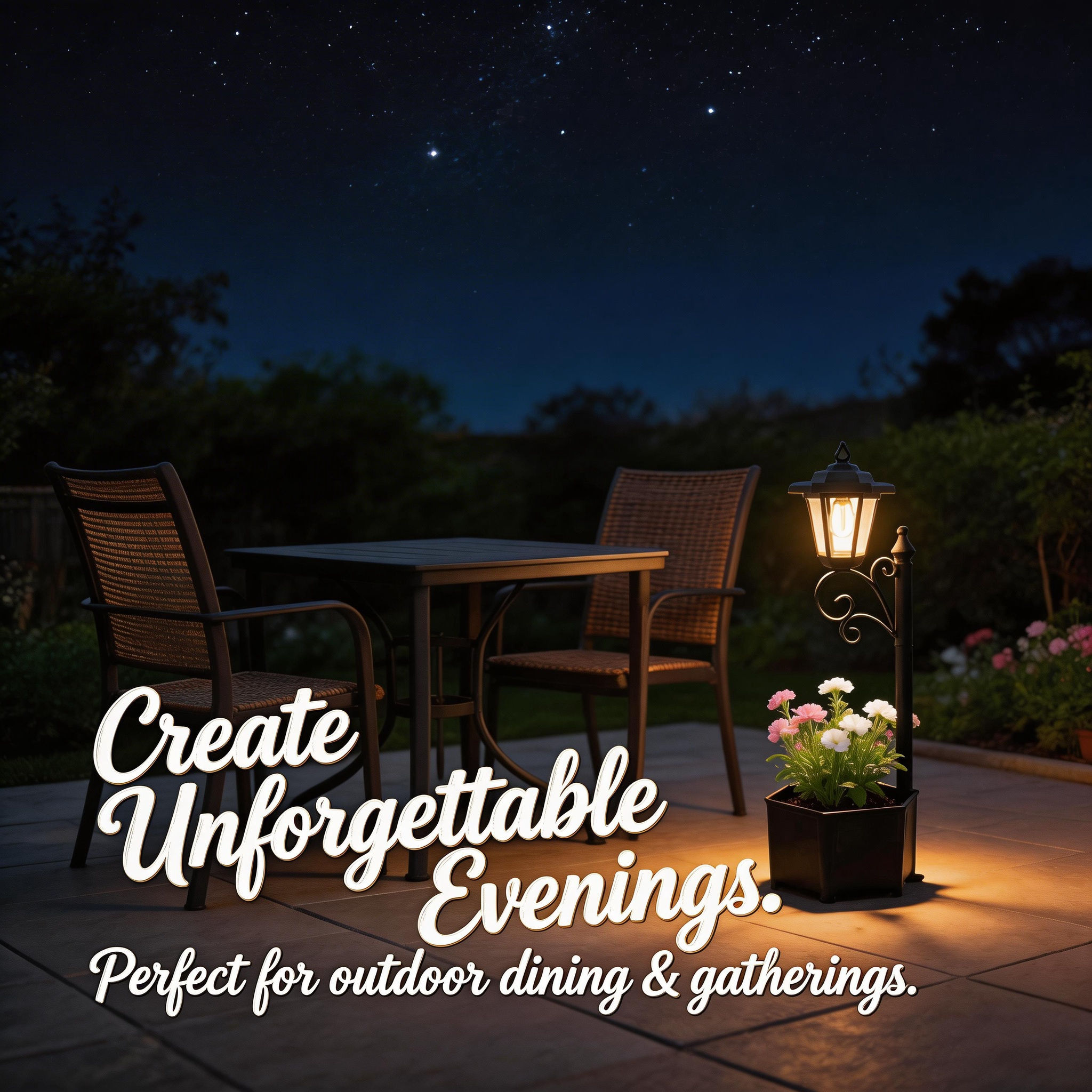 DJGIFI Solar Lamp Post Light with Planter, 3000K Warm White Outdoor Patio