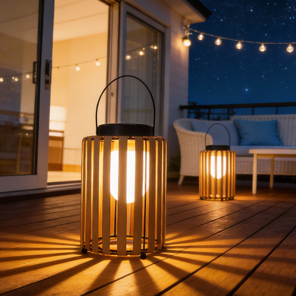 Boho Solar Lantern – Large Outdoor LED Lantern with Handle, Waterproof