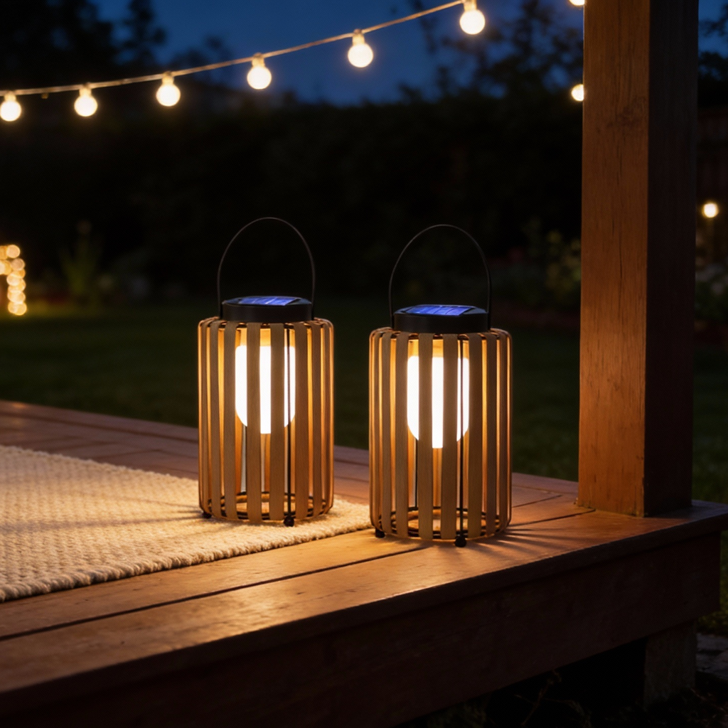 Boho Solar Lantern – Large Outdoor LED Lantern with Handle, Waterproof