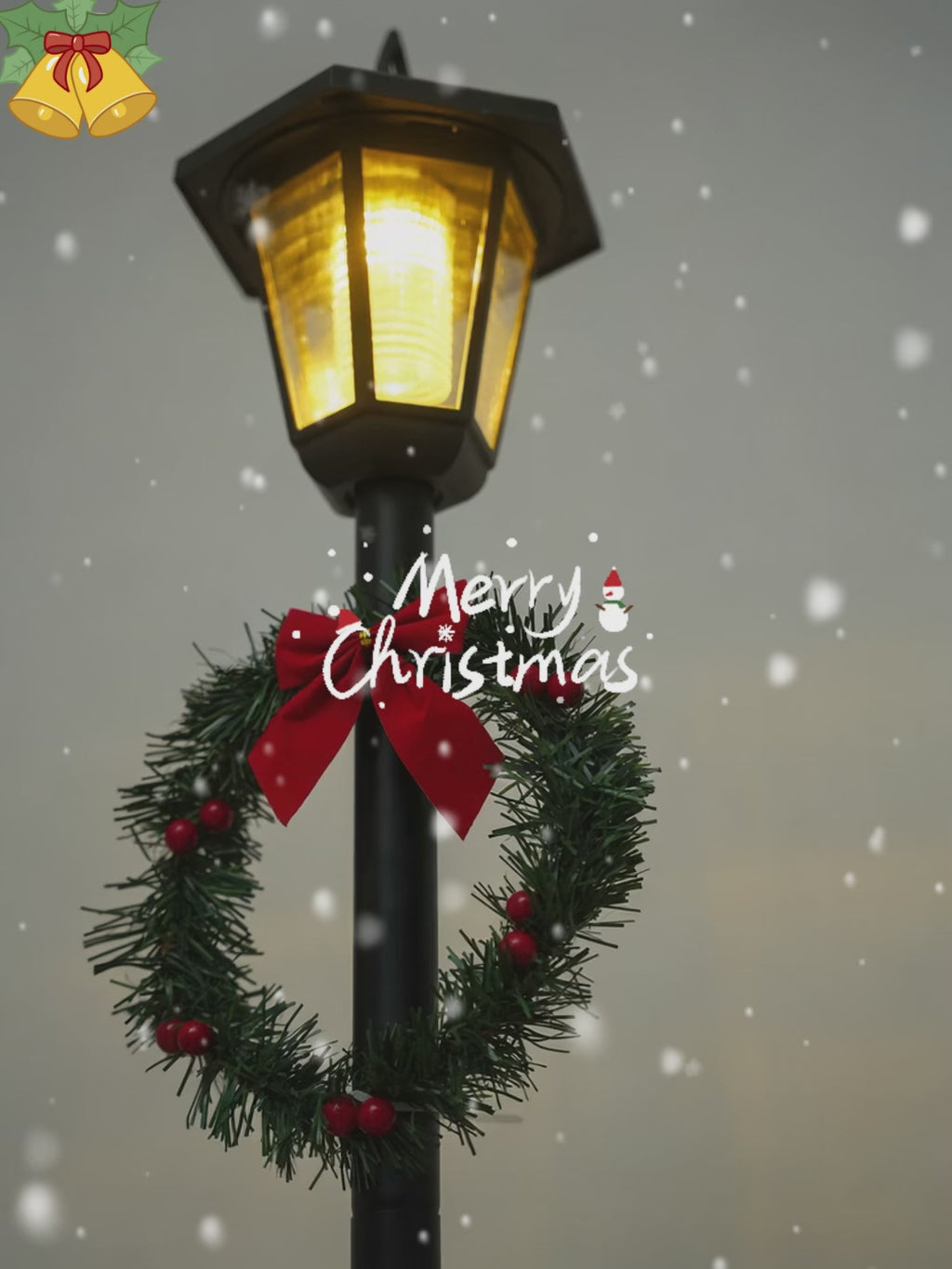 44" Adjustable Solar Pathway Light - Outdoor Holiday Decoration With Built-in Pine Wreath & Red Bow, Weatherproof Plastic Base For Garden, Porch